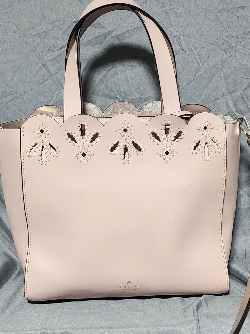Kate Spade Magnolia Street Scalloped Eyelet Mini Mina Pink Leather Satchel Purse